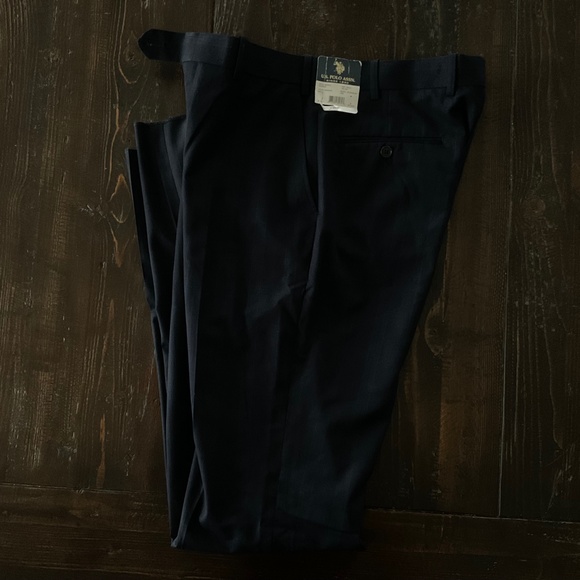 POLO  ●  Men's Dark Blue Plaid Dress Pants - Picture 2 of 3